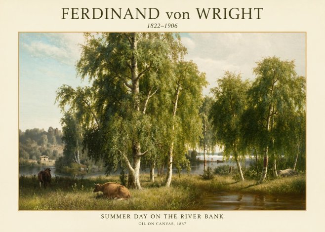 Ferdinand von Wright Summer Day on the River Bank No1 - Póster