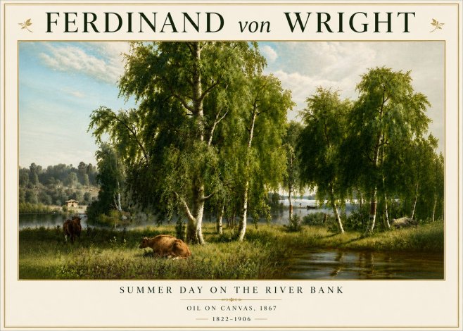 Ferdinand von Wright Summer Day on the River Bank No6 - Póster