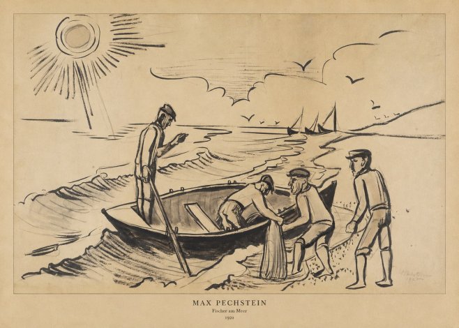 Max Pechstein Fischer Am Meer - 1920 No6 - Póster