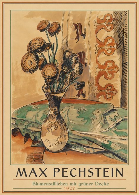 Max Pechstein Blumenstillleben Mit Grüner Decke No1 - Póster