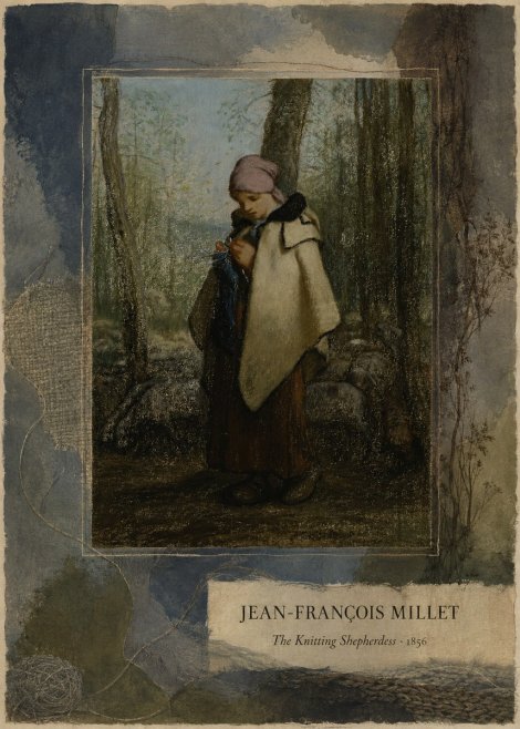 Jean-François Millet The Knitting Shepherdess · 1856 No4 - Póster