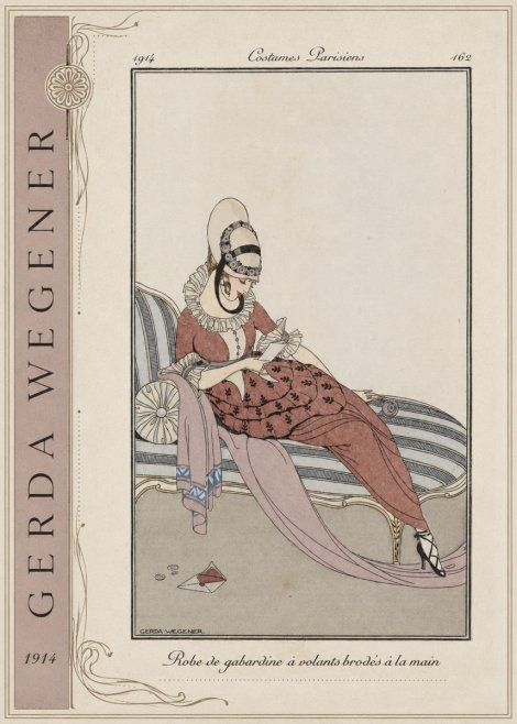 Gerda Wegener Robe De Gabardine À Volants Brodés À La Main II No2 - Póster