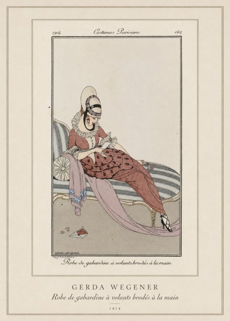 Gerda Wegener Robe De Gabardine À Volants Brodés À La Main II No3 - Póster
