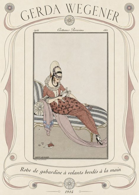 Gerda Wegener Robe De Gabardine À Volants Brodés À La Main II No4 - Póster