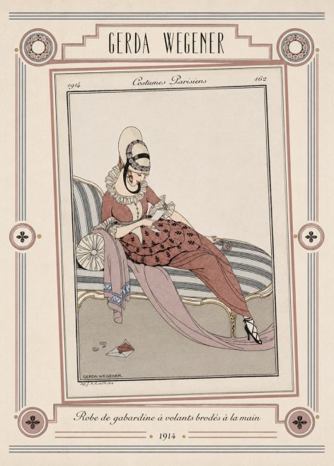 Gerda Wegener Robe De Gabardine À Volants Brodés À La Main II No5 - Póster