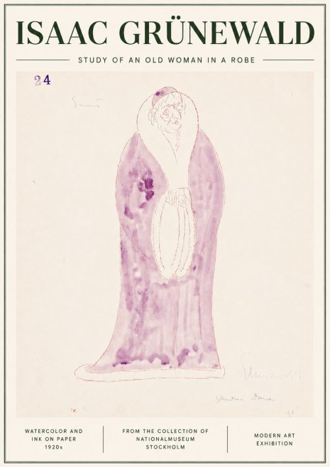 Isaac Grünewald Study of an Old Woman in a Robe No3 - Póster