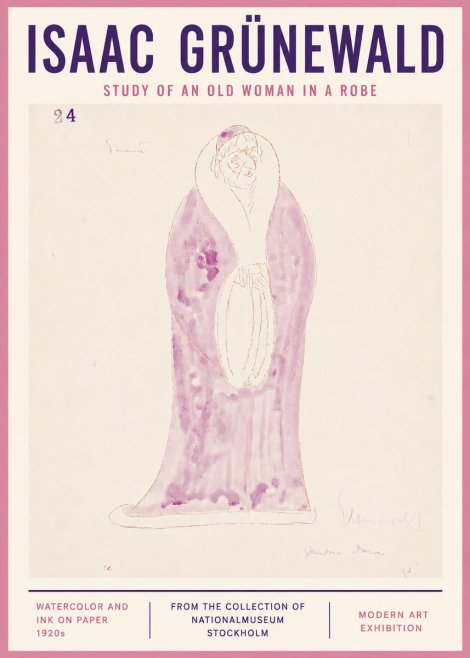 Isaac Grünewald Study of an Old Woman in a Robe No4 - Póster