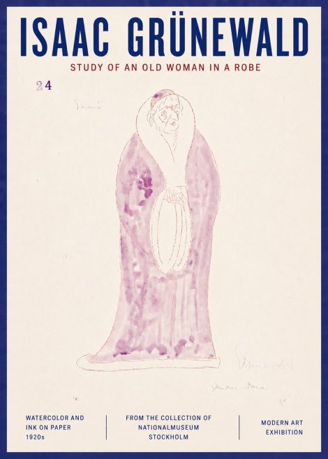 Isaac Grünewald Study of an Old Woman in a Robe No5 - Póster