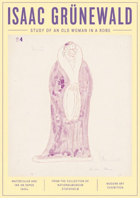 Isaac Grünewald Study of an Old Woman in a Robe No6 - Póster