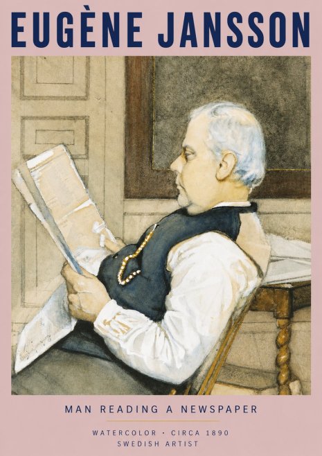 Eugène Jansson Man Reading a Newspaper No3 - Póster