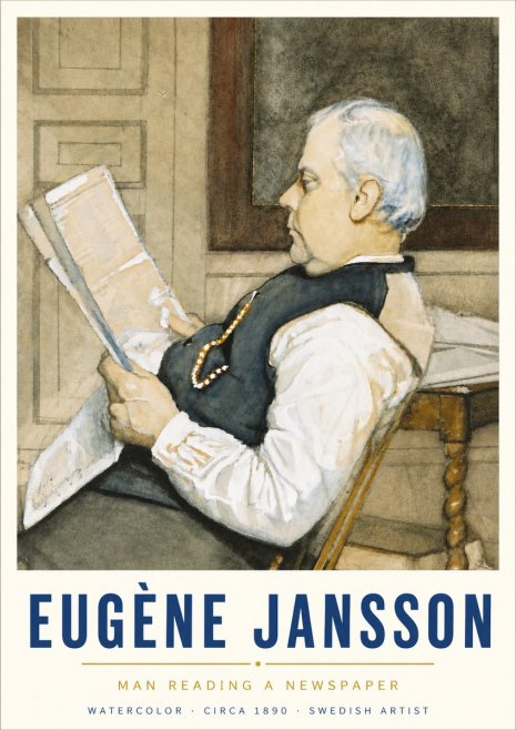 Eugène Jansson Man Reading a Newspaper No5 - Póster