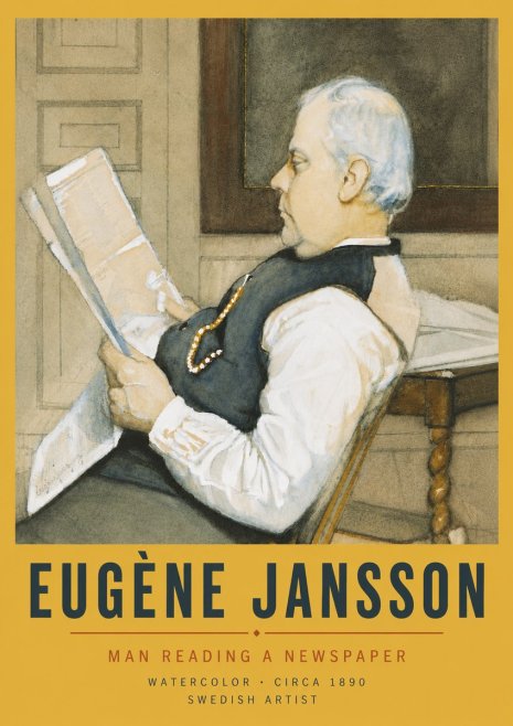 Eugène Jansson Man Reading a Newspaper No6 - Póster