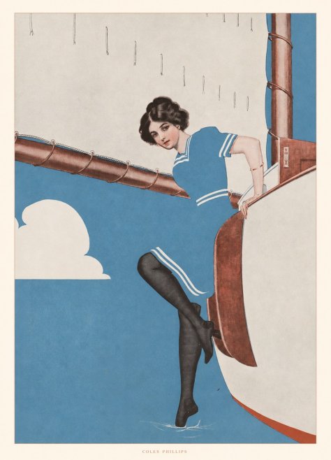 Coles Phillips Woman on a Yacht No5 - Póster