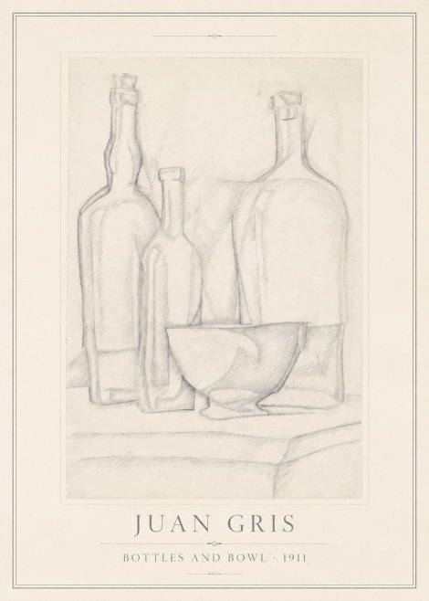 Juan Gris Bottles and Bowl No1 - Póster