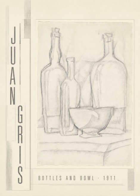 Juan Gris Bottles and Bowl No3 - Póster