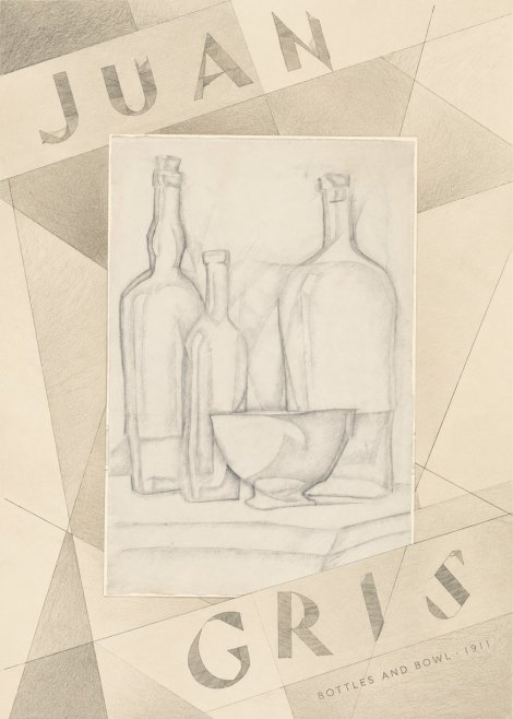 Juan Gris Bottles and Bowl No5 - Póster