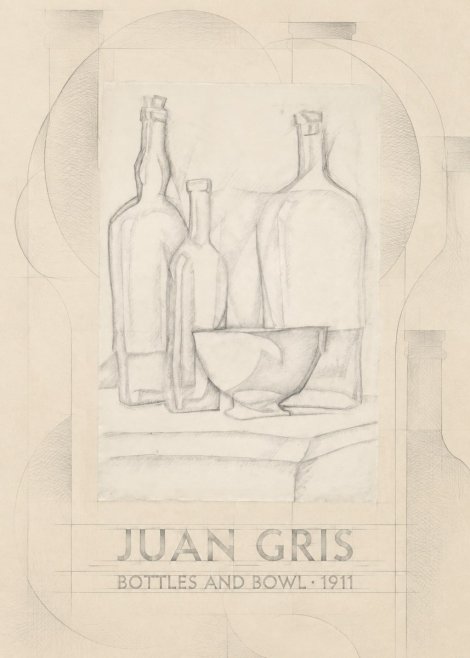 Juan Gris Bottles and Bowl No6 - Póster