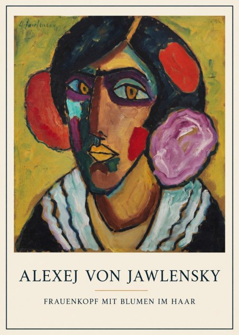 Alexej von Jawlensky Frauenkopf Mit Blumen Im Haar No5 - Póster