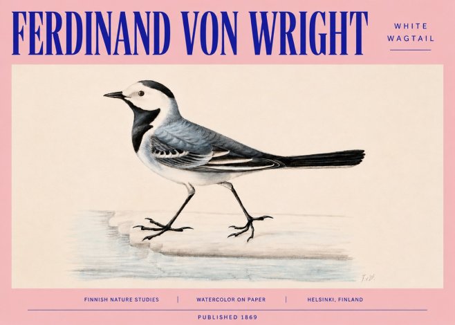 Ferdinand von Wright White Wagtail No4 - Póster