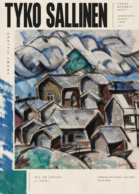 Tyko Sallinen Snowy Village No5 - Póster