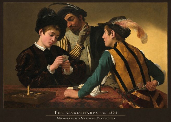 Michelangelo Merisi da Caravaggio The Cardsharps III No3 - Póster