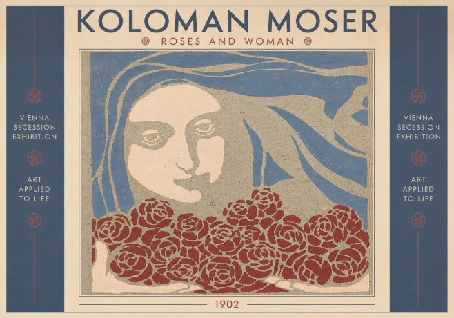 Koloman Moser Roses and Woman No2 - Póster