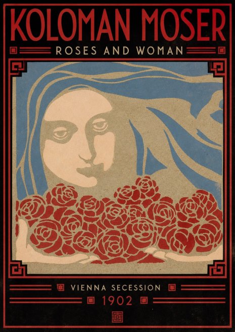 Koloman Moser Roses and Woman No5 - Póster