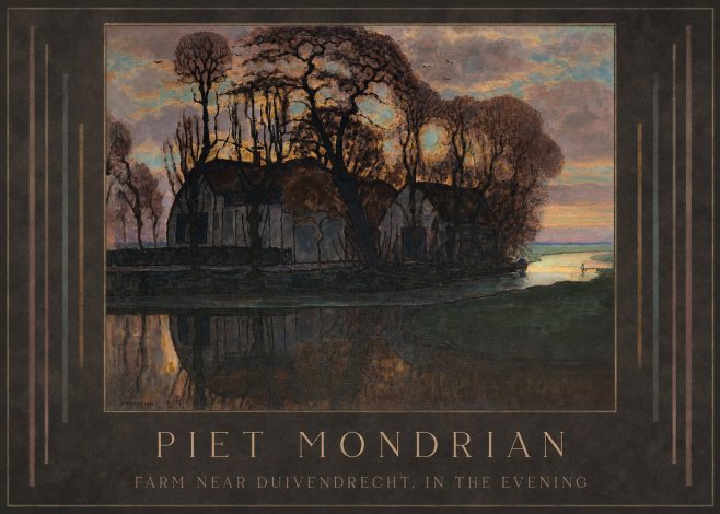 Piet Mondrian Farm Near Duivendrecht, in the Evening No1 - Póster