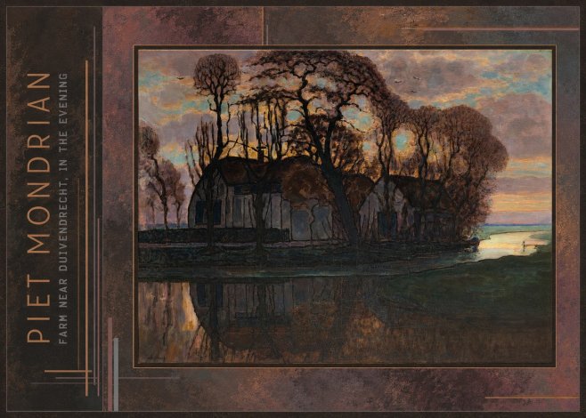 Piet Mondrian Farm Near Duivendrecht, in the Evening No2 - Póster