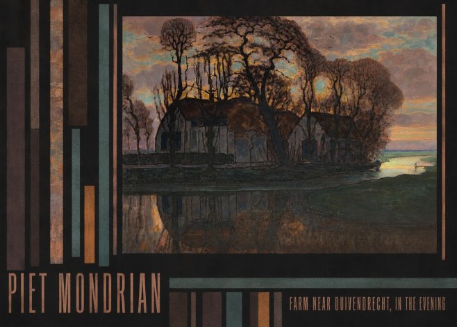 Piet Mondrian Farm Near Duivendrecht, in the Evening No5 - Póster