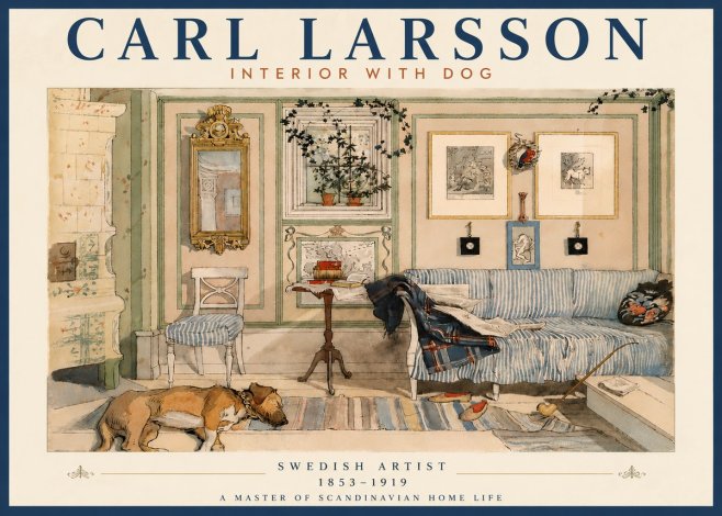 Carl Larsson Interior with Dog No6 - Póster