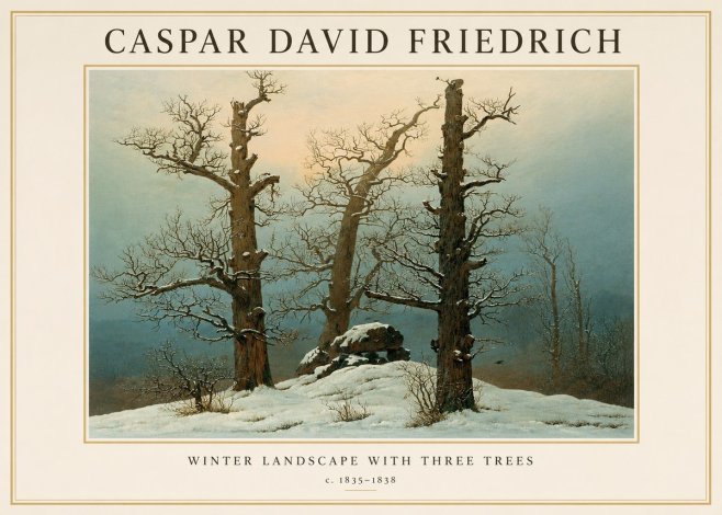 Caspar David Friedrich The Three Trees in the Snow No3 - Póster