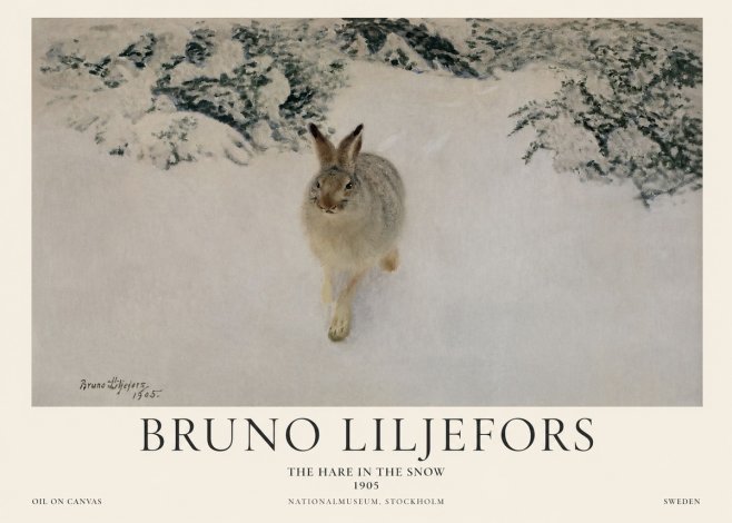 Bruno Liljefors The Hare in the Snow No1 - Póster