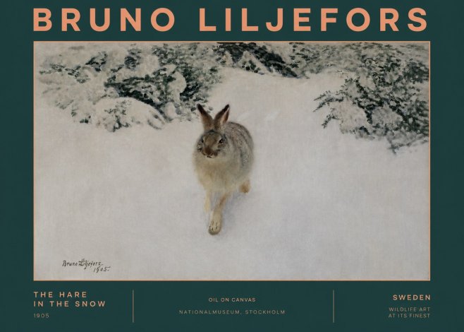 Bruno Liljefors The Hare in the Snow No2 - Póster