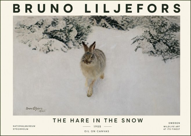 Bruno Liljefors The Hare in the Snow No5 - Póster