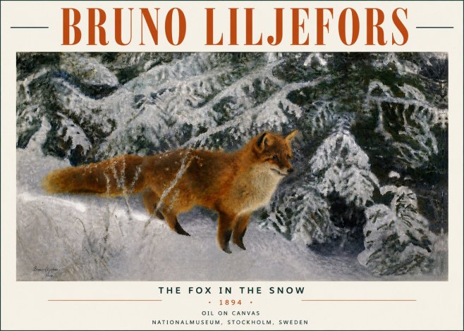 Bruno Liljefors The Fox in the Snow No6 - Póster