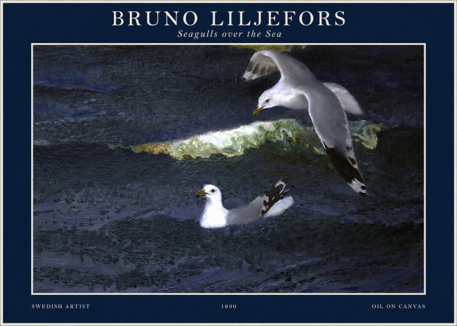 Bruno Liljefors Seagulls over the Sea No1 - Póster