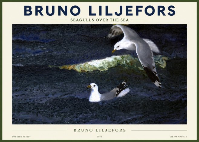 Bruno Liljefors Seagulls over the Sea No2 - Póster