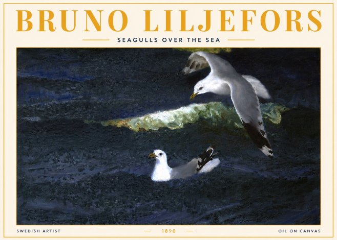 Bruno Liljefors Seagulls over the Sea No3 - Póster