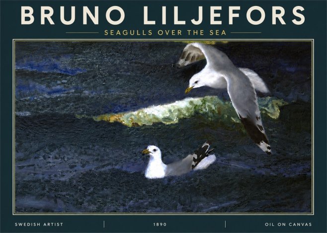Bruno Liljefors Seagulls over the Sea No4 - Póster