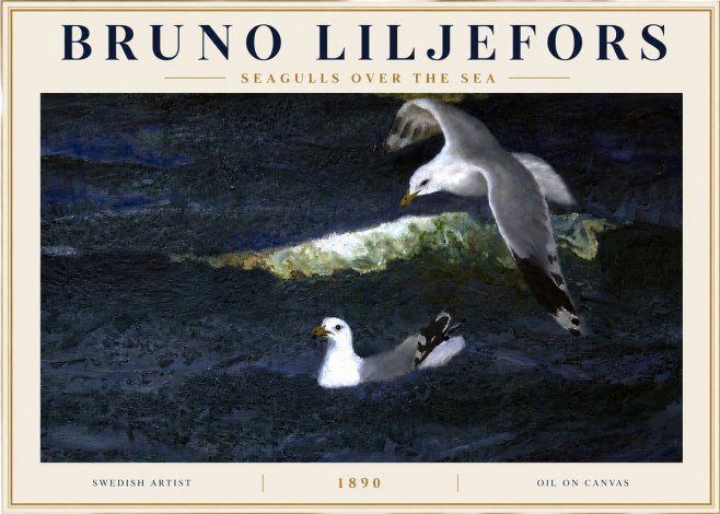 Bruno Liljefors Seagulls over the Sea No6 - Póster