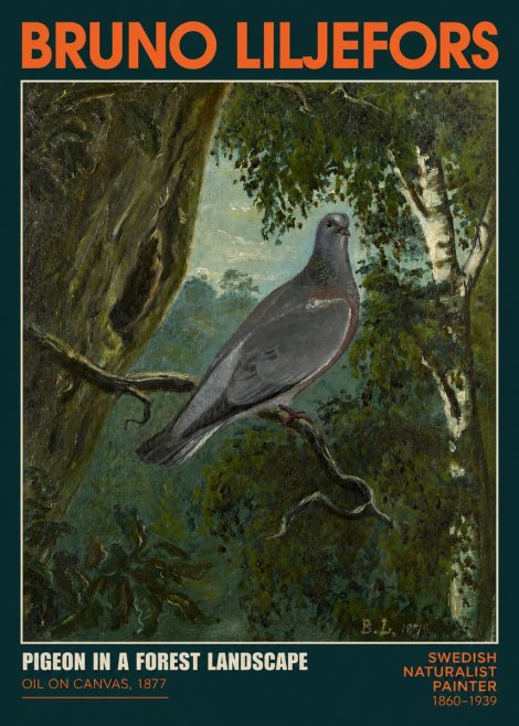 Bruno Liljefors Pigeon in a Forest Landscape No2 - Póster
