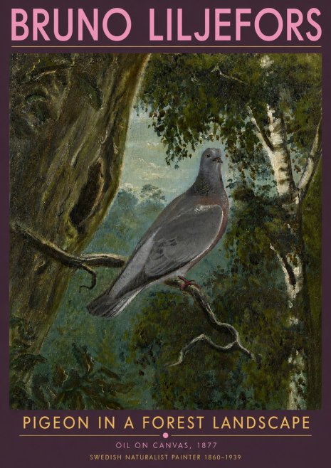 Bruno Liljefors Pigeon in a Forest Landscape No5 - Póster