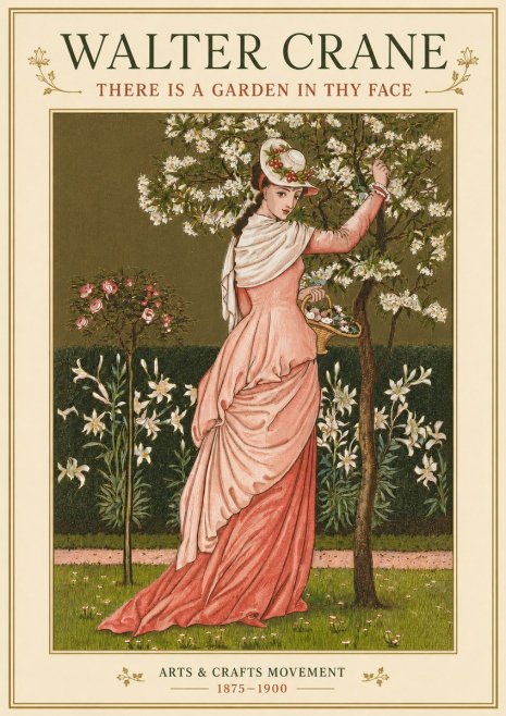 Walter Crane There Is a Garden in Thy Face I No4 - Póster