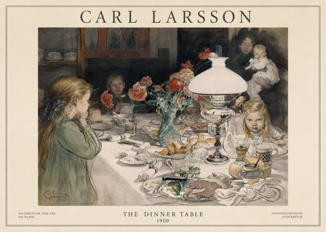 Carl Larsson The Dinner Table No1 - Póster