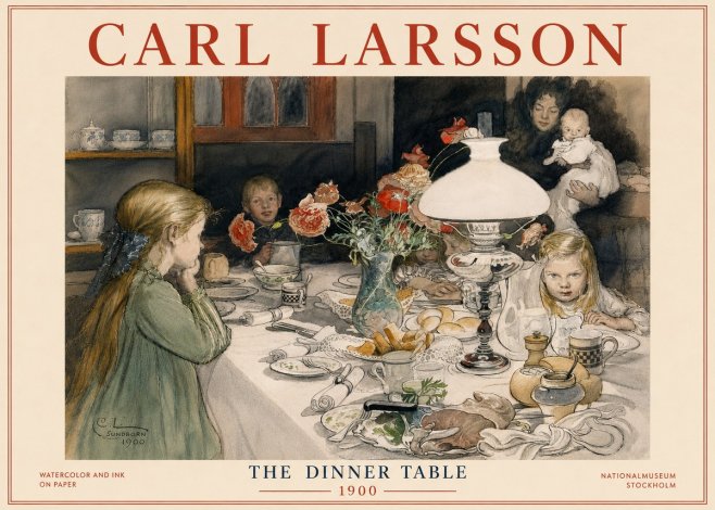 Carl Larsson The Dinner Table No6 - Póster