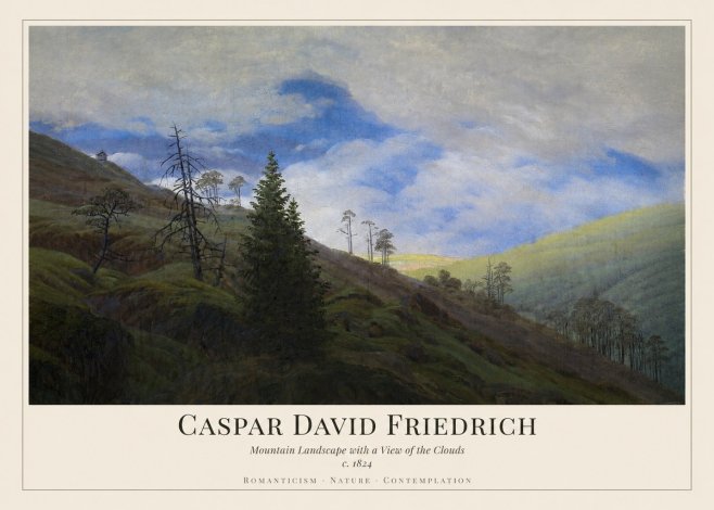 Caspar David Friedrich Mountain Landscape with a View of the Clouds No1 - Póster