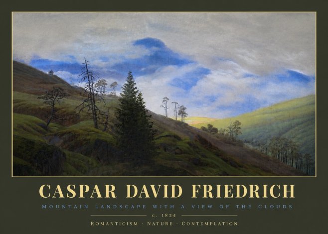 Caspar David Friedrich Mountain Landscape with a View of the Clouds No2 - Póster