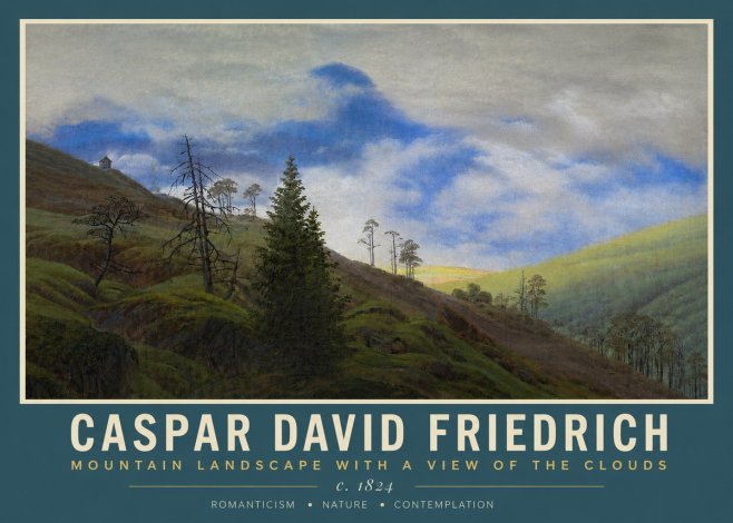 Caspar David Friedrich Mountain Landscape with a View of the Clouds No3 - Póster