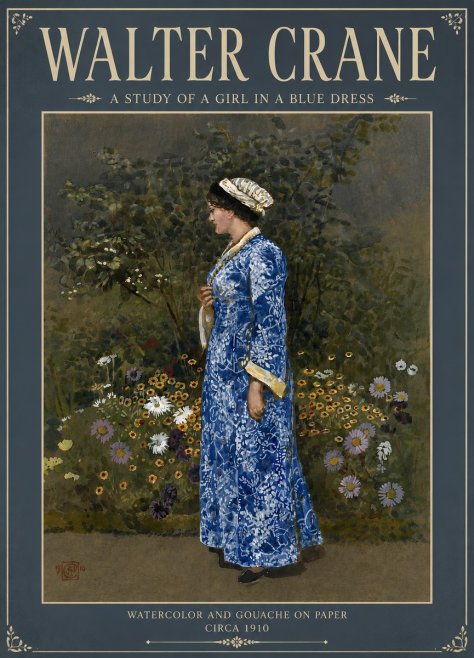 Walter Crane A Study of a Girl in a Blue Dress No5 - Póster